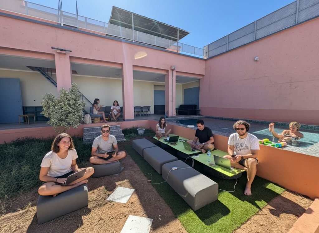 Chateau Nougat luxury villa exterior with pool and 900m² terrace in Marrakech Morocco digital nomads